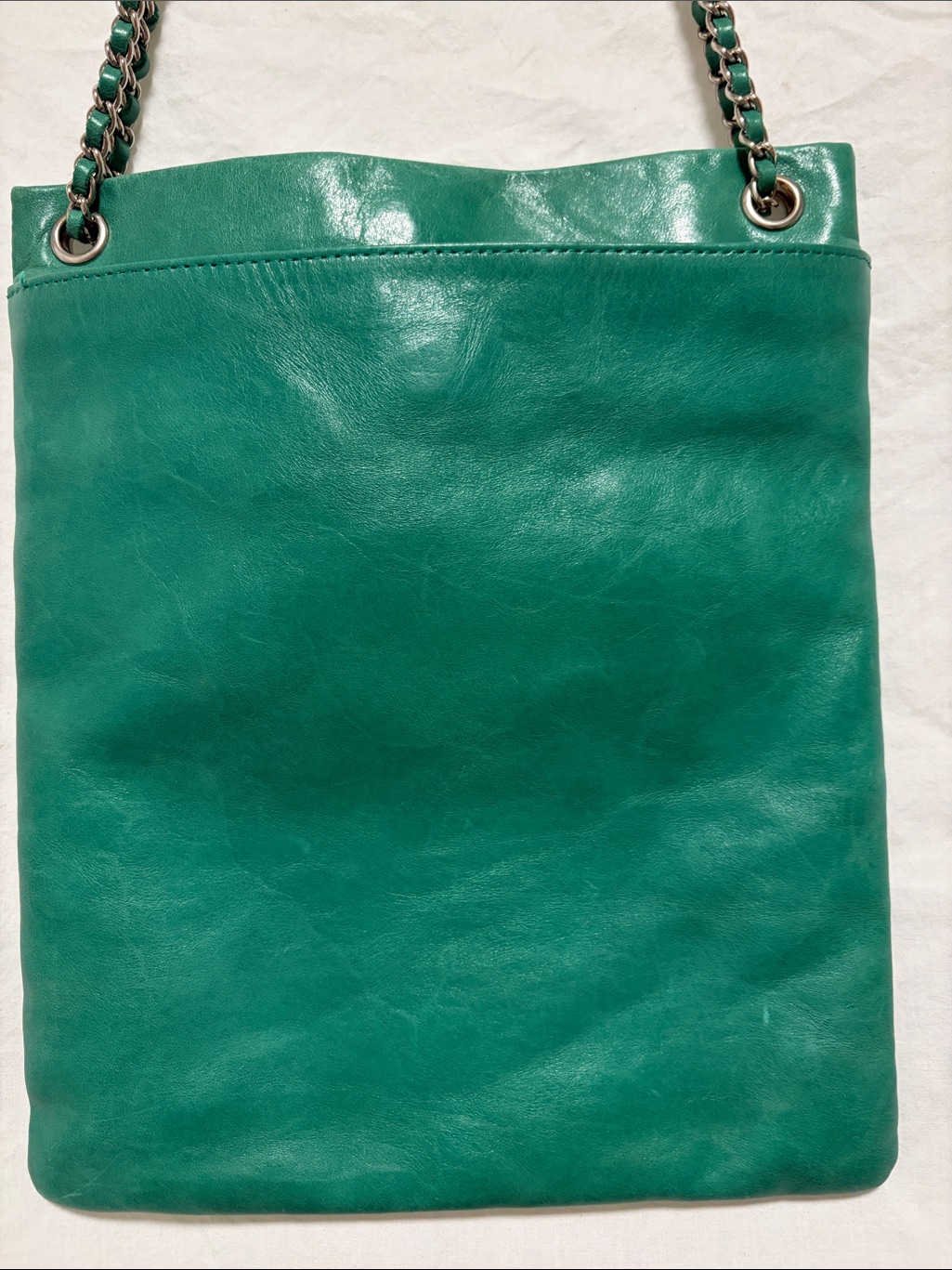 Euc Hobo Emerald Green Leather Chain-Strap Shoulder Bag